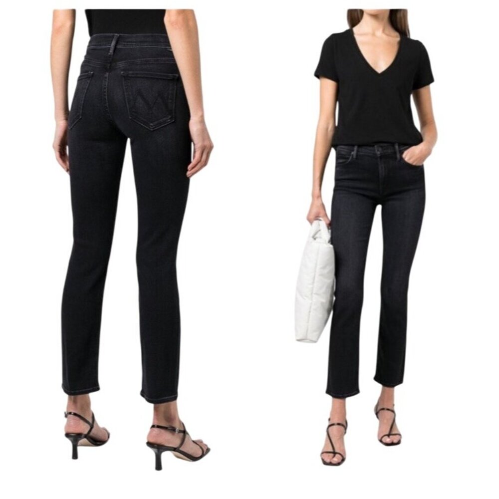Mother sz 27 The Mid Rise Dazzler Ankle Jeans Charcoal Wash Denim stretch Solid